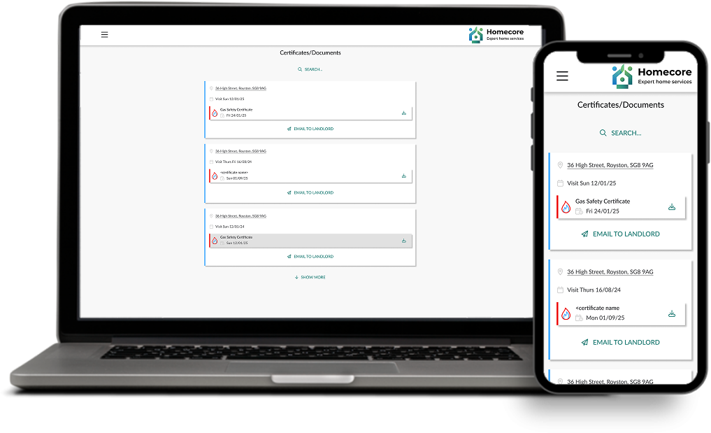 Screenshot of the Homecore system
