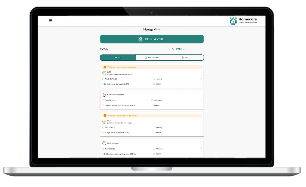 Screenshot of the Homecore system